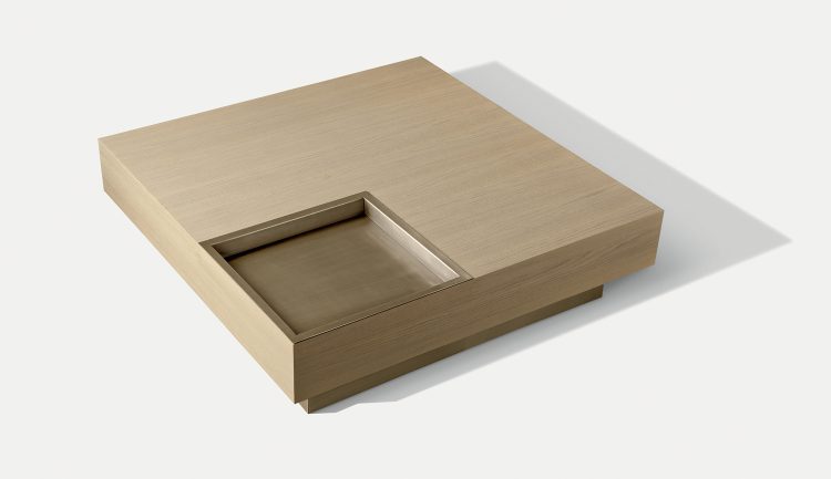 Yves coffee table in Sand Oak finish and bronze lacquered finish