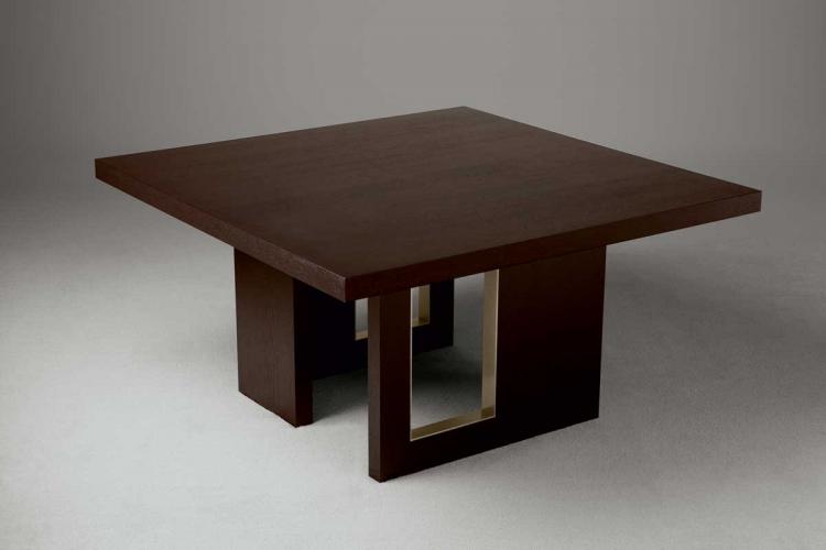 Tao table - Square version - in Black Oak finish with bronze metal details