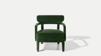 Zoe armchair covering in green velvet
