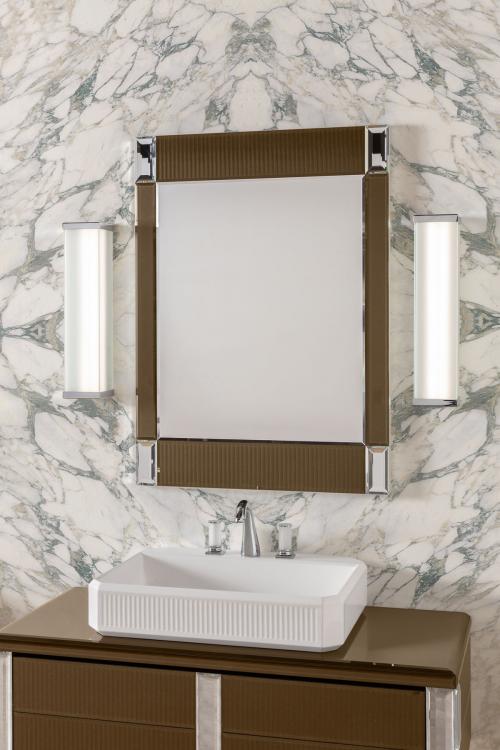 Rialto vanity unit, ribbed Gianduia glass, mirror, Murano 3 wall lamp