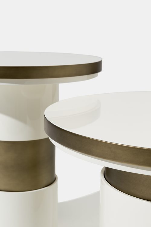 Eros side table in Avorio finish and bronze finish