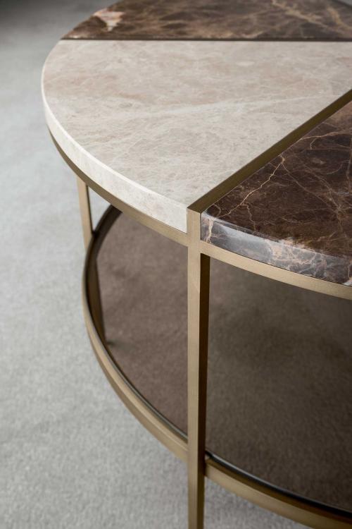 Morgan coffee table with marble top and bronze metal structure