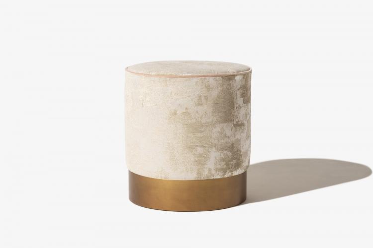 Otto pouf with bronze lacquered base and covered in fabric