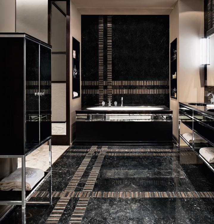 Academy bathtub, Smoke Mirror, Black finish, Nero Marquinia marble