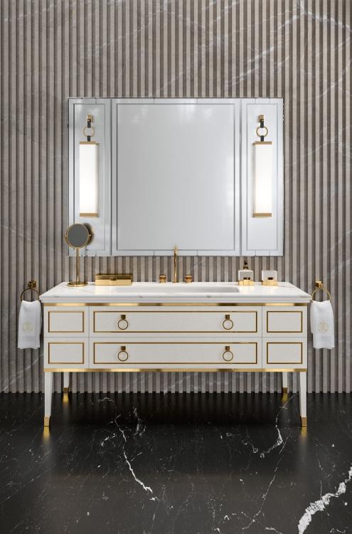 Lutetia vanity unit, Prosecco finish, Calacatta Oro marble