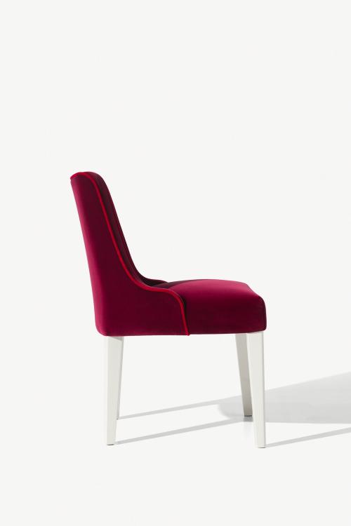 Isabey chair with Bianco lacquered legs and covered in velvet