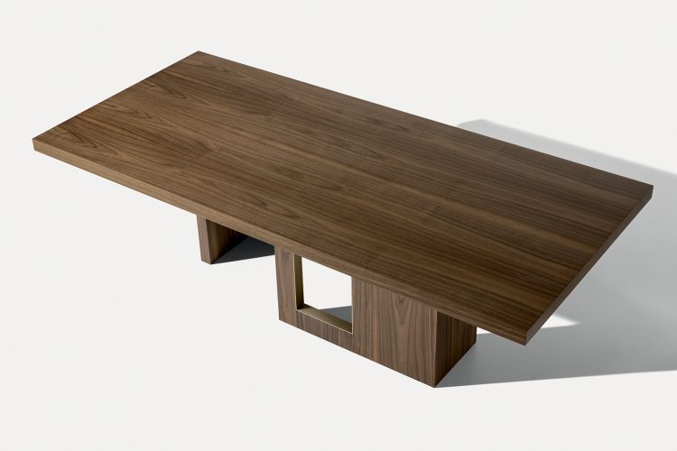 Tao table - Rectangular version - in Walnut finish with bronze metal details