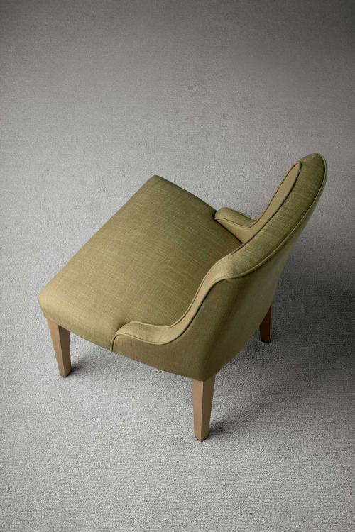 Isabey chair with Sand Oak finish and covered in fabric
