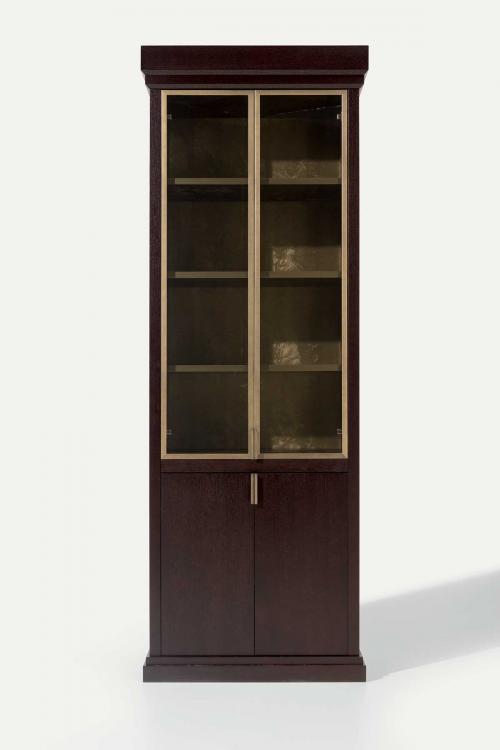 Medici glass cabinet in Moka Oak finish