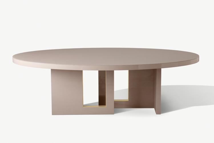 Tao table - Oval version - in Tortora finish and bronze metal details
