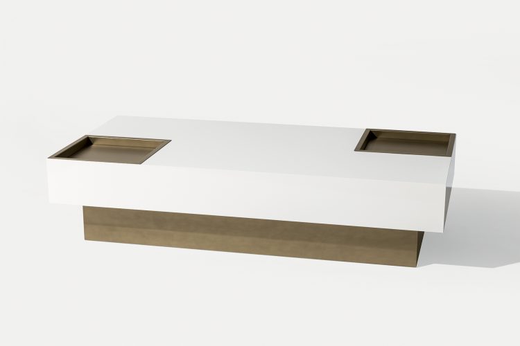 Yves coffee table in Avorio finish and bronze lacquered finish