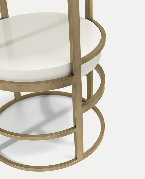 Medea side table in Avorio finish and bronze metal structure