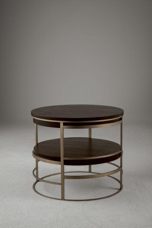 Medea coffee table in Moka Oak finish and bronze metal structure