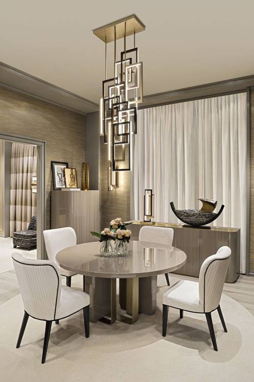 Blissful geometries dining room with Edge pendant lamp. 