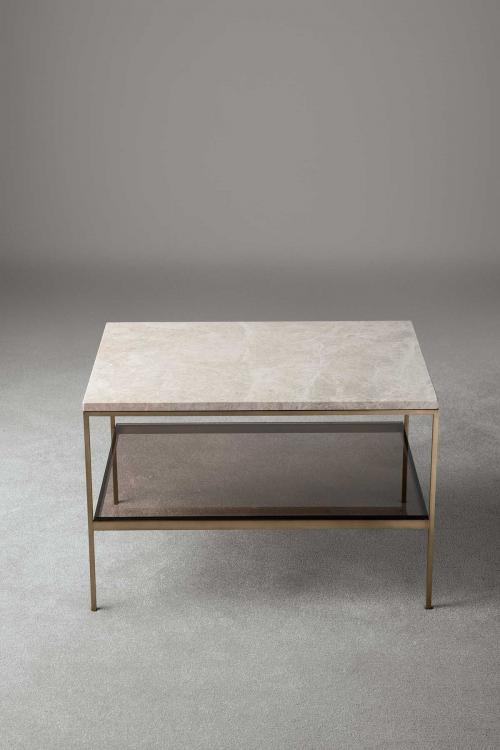 Morgan rectangular coffee table with marble top and bronze metal structure