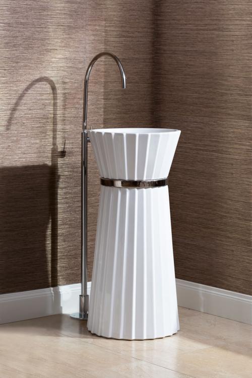 Plissé free-standing washbasin - white/chrome version
