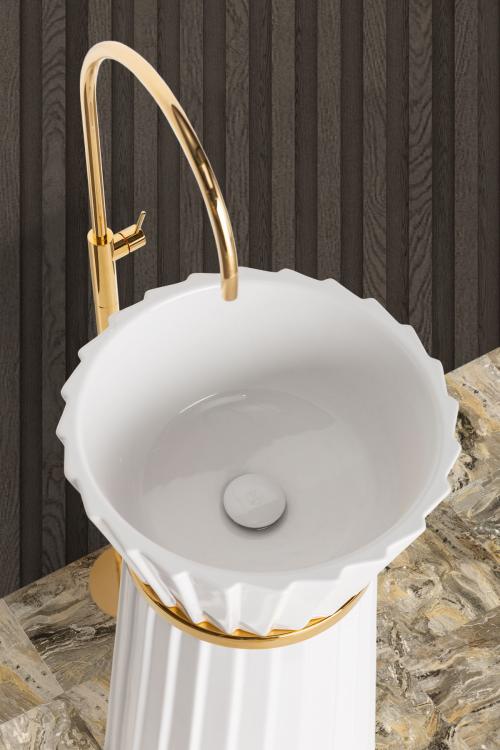 Plissé free-standing washbasin - white/gold version
