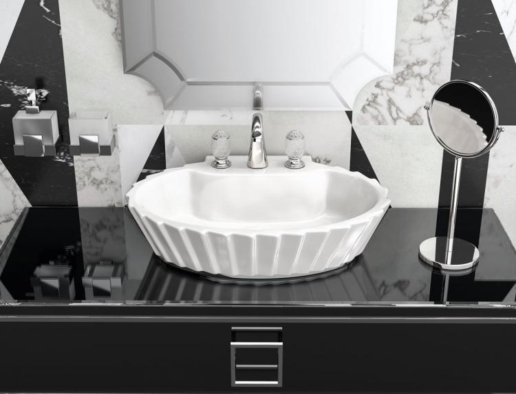 Plissé countertop washbasin - white/chrome version