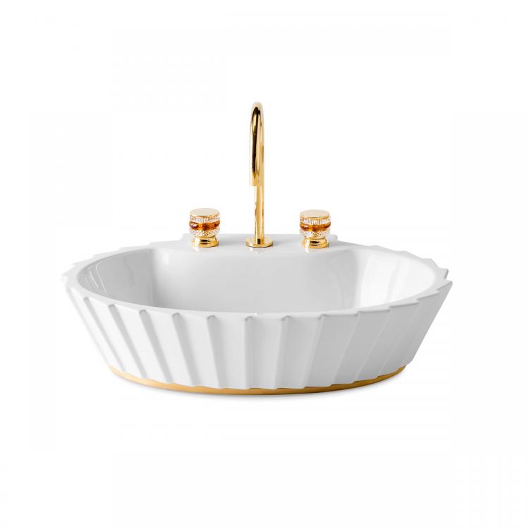 Plissé countertop washbasin - Gold ring