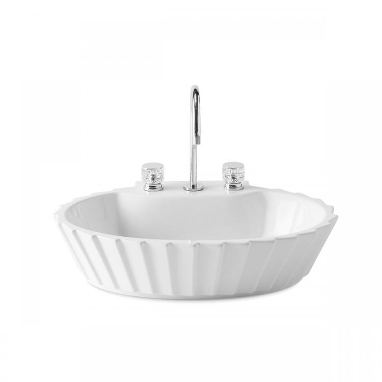 Plissé countertop washbasin - White ring