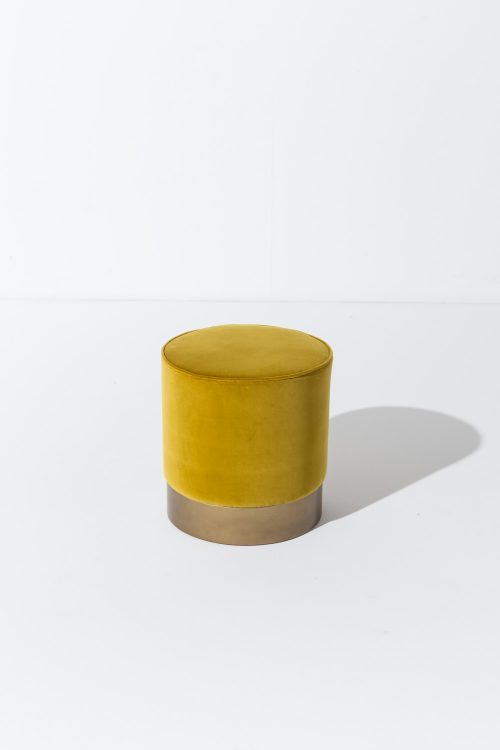 Otto pouf with bronze lacquered base and covered in velvet