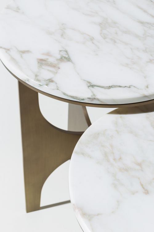 Sullivan side tables with marble top and bronze metal base