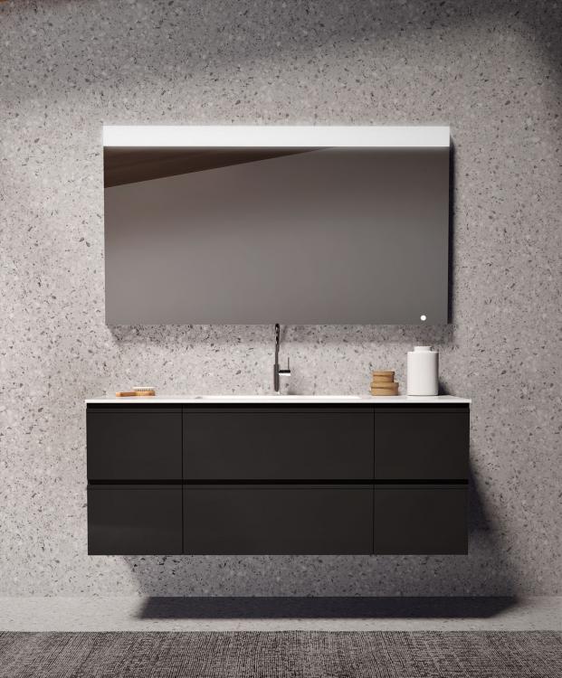 Forever vanity unit, Antracite finish, integrated resin top, Vivian mirror