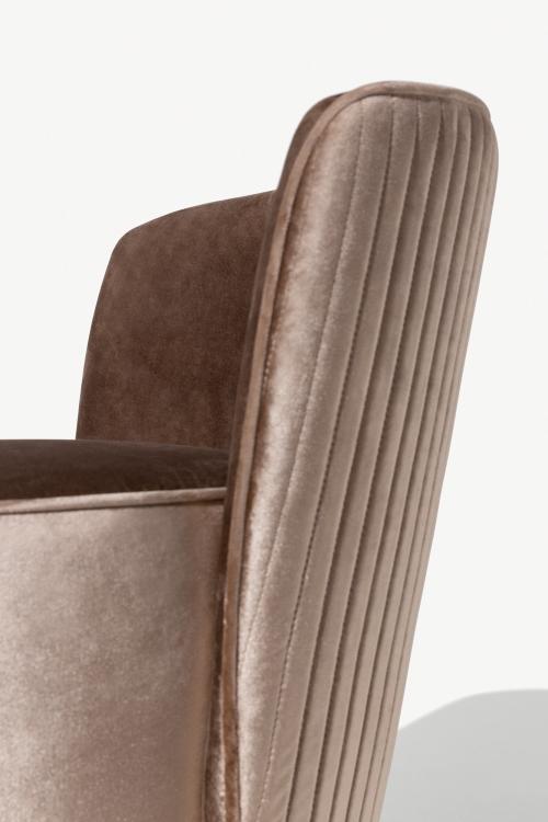 Opera armchair with Moka Oak and covered in velvet