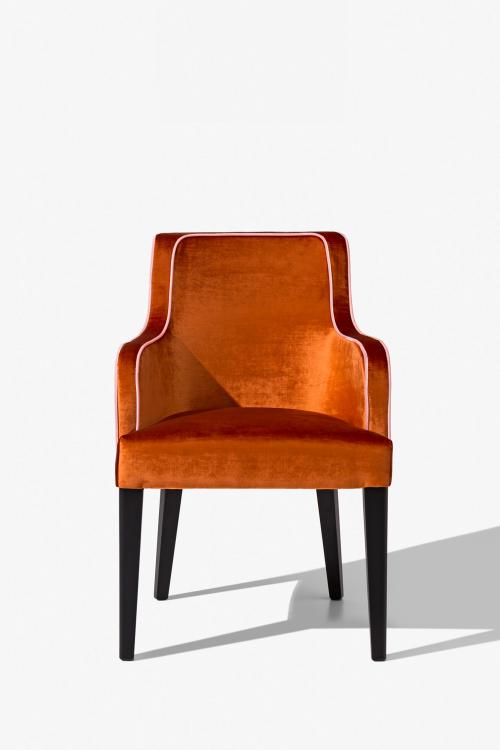 Isabey armchair in Moka Oak finish and covered in velvet - Special Edition