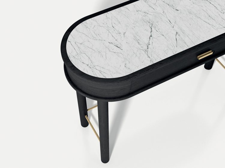 Marlene console with top in Statuarietto porcelain stone
