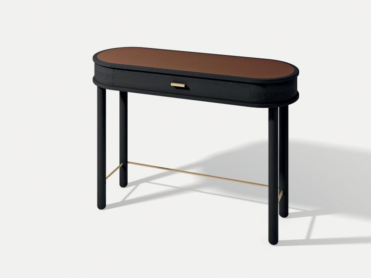 Marlene console with top in covering leather
