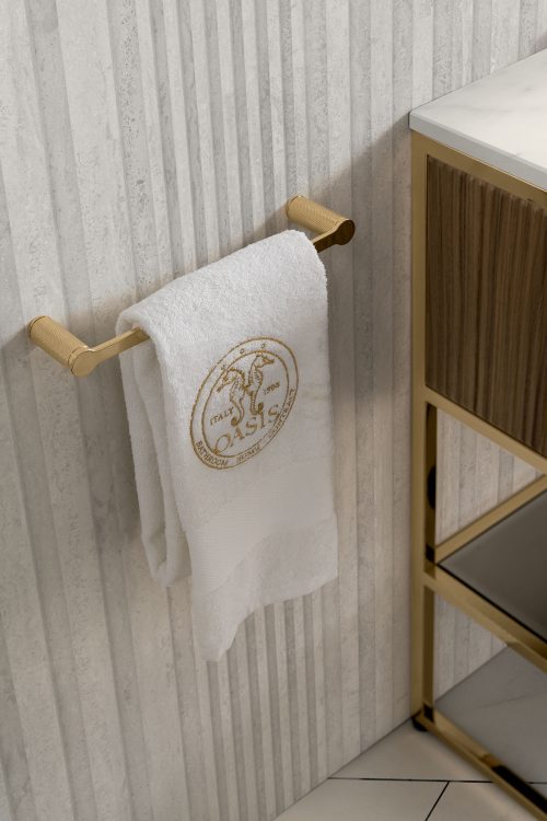 Academy Ribbed walnut vanity unit, towel holder