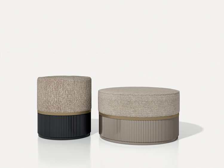 Kim pouf collection with Ribbed decoration