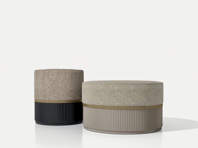 Kim pouf collection with Ribbed decoration