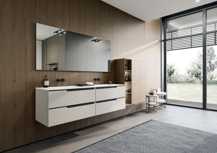Cube tall units and Open tall units in Grey Chestnut