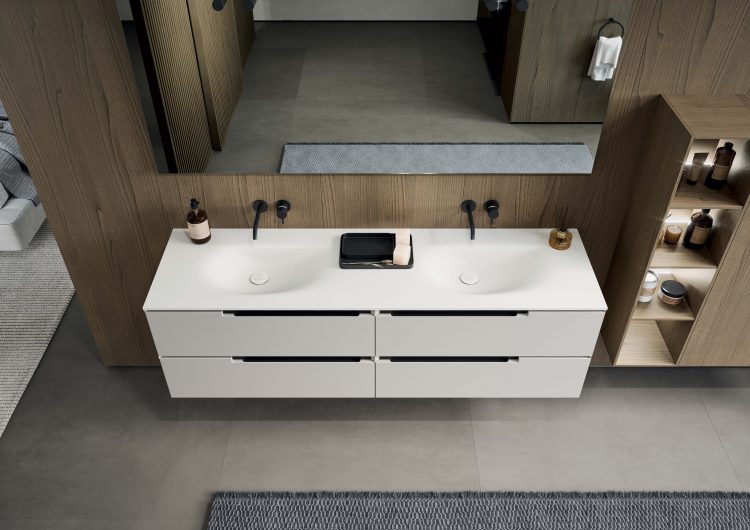Top with Drop integrated washbasin in White Lightfeel