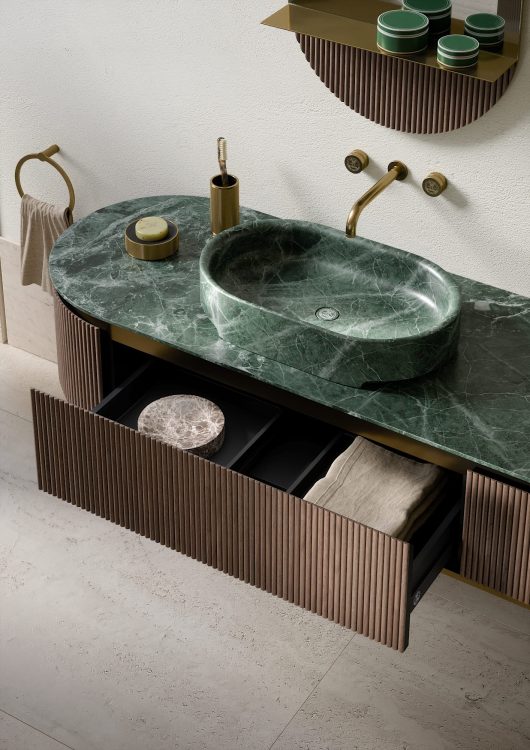 Verde Alpi marble top with Nereo washbasin
