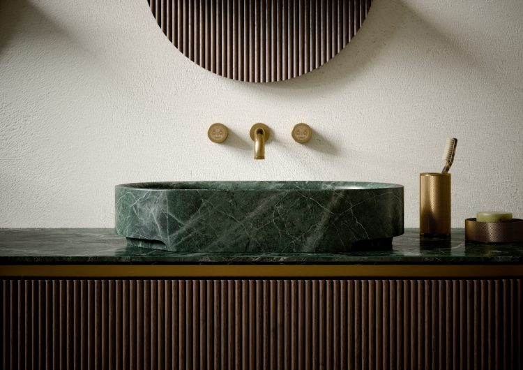 Verde Alpi marble top with Nereo washbasin