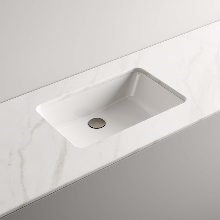 Kim undercounter washbasin in glossy white ceramic